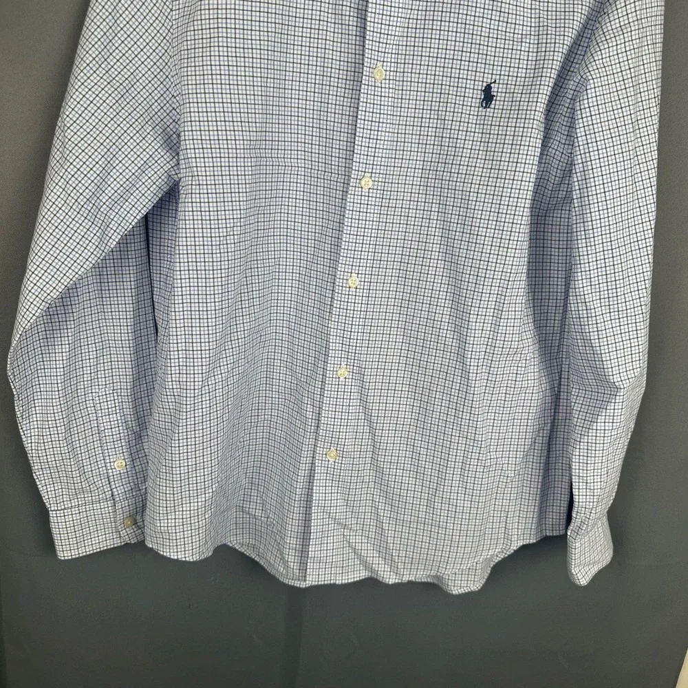 Ralph Lauren Natural Stretch Button Down Shirt Blue White Check XL Boys/Mens XS